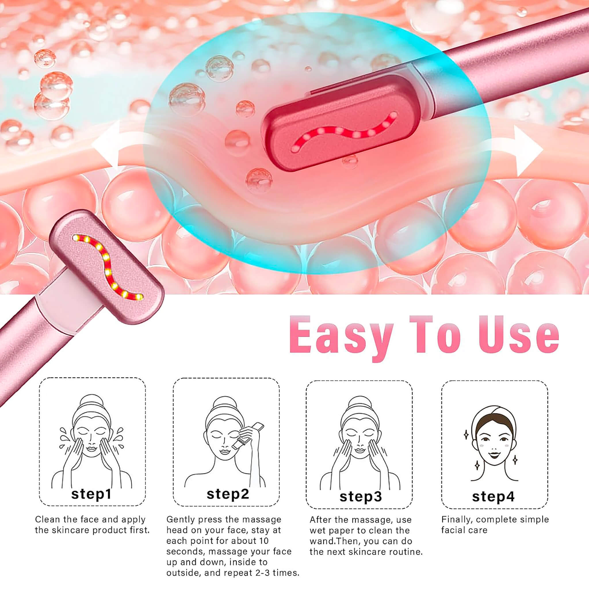 4-in-1 Microcurrent Face Skincare Wand with Facial Massager, Facial Wa ...